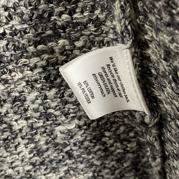 EILEEN FISHER Cardigan M Cotton Blend Marled Shawl Open Front Long Sleeve Gray - Picture 9 of 15